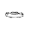 Bague en argent rhodi&eacute; grande taille brins entrelac&eacute;s et oxydes blancs sertis