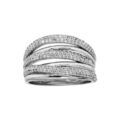 Bagues sur Artemare : Bague en argent rhodi&eacute; grande taille multi rangs lisses et avec oxydes blancs sertis