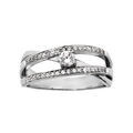 Bagues sur Artemare : Bague en argent rhodi&eacute; grande taille brins lisses et orn&eacute; d'oxyde avec 1 oxyde central