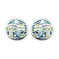 Boucles d'oreille sur Artemare : Boucles d'oreille en acier Stella Mia ronde vert et nacre et fermoir poussette