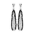 Boucles d'oreille en acier cha&icirc;nette et pierres noires et fermoir poussette Artemare