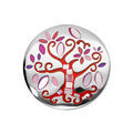 Bague Stella Mia en acier et nacre ronde arbre de vie rouge