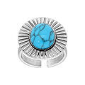 Bagues sur Artemare : Bague en acier avec disque et pierre couleur turquoise