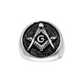 Bague en acier ronde motif franc - ma&ccedil;on r&eacute;sine noire