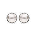 Boucles d'oreille en plaqu&eacute; palladium ronde avec perle 10mm fermoir clip