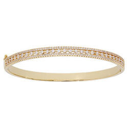 Bracelet jonc en plaqu&eacute; or avec oxydes blancs sertis