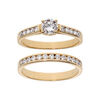 Bague en plaqu&eacute; or grande taille double anneau avec rail pierres blanches et 1 solitaire blanc