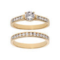 Bague en plaqu&eacute; or grande taille double anneau avec rail pierres blanches et 1 solitaire blanc Artemare