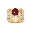 Bague en plaqu&eacute; or ethnique crois&eacute;e avec pierre rouge Artemare