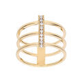 Bagues sur Artemare : Bague en plaqu&eacute; or large triple rangs avec oxydes blancs