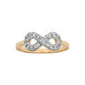 Bagues sur Artemare : Bague en plaqu&eacute; or grande taille symbole infini de pierres blanches
