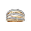 Bague en plaqu&eacute; or grande taille multi rangs oxydes blancs sertis