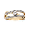 Bague en plaqu&eacute; or grande taille oxyde blanc central et 2 rangs oxydes blancs sertis