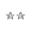 Boucles d'oreille sur Artemare : Boucles d'oreille en argent rhodi&eacute; &eacute;toile avec coeur en oxyde blancs et fermoir poussette