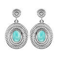 Boucles d'oreille sur Artemare : Boucles d'oreille pendantes en argent rhodi&eacute; ovale suspendu avec Amazonite v&eacute;ritable et fermoir poussette