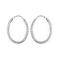 Boucles d'oreille sur Artemare : Cr&eacute;oles en argent rhodi&eacute; ovale fil diamant&eacute;
