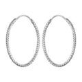 Cr&eacute;oles en argent rhodi&eacute; ovale fil diamant&eacute; 27mm Artemare