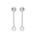 Boucles d'oreille pendantes en argent rhodi&eacute; oxydes blancs et cha&icirc;nette avec fermoir poussette Artemare