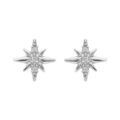 Boucles d'oreille sur Artemare : Boucles d'oreille en argent rhodi&eacute; &eacute;toile Edelweis avec oxydes blancs et fermoir poussette