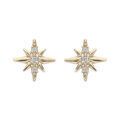 Boucles d'oreille sur Artemare : Boucles d'oreille en argent rhodi&eacute; et dorure jaune &eacute;toile Edelweis avec oxydes blancs et fermoir poussette