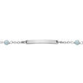 Gourmettes sur Artemare : Gourmette en argent rhodi&eacute; maille fantaisie avec perles facet&eacute;es bleu ciel 15+2,5cm