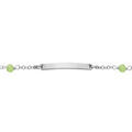 Gourmette en argent rhodi&eacute; maille fantaisie avec perles facett&eacute;es vert 15+2,5cm