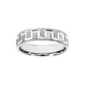 Alliances sur Artemare : Alliance en argent rhodi&eacute; givr&eacute;e et diamant&eacute;e motif grecque largeur 5mm