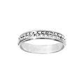 Alliance en argent rhodi&eacute; diamant&eacute;e &eacute;toile largeur 4mm