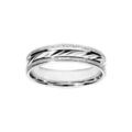 Alliances sur Artemare : Alliance en argent rhodi&eacute; bord granit&eacute; et diamant&eacute;e en biais largeur 5mm