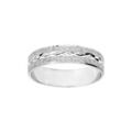 Alliance en argent rhodi&eacute; granit&eacute;e et diamant&eacute;e crois&eacute;e largeur 5mm