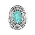 Bagues sur Artemare : Bague en argent rhodi&eacute; ovale avec pierre Amazonite v&eacute;ritable