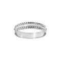Alliances sur Artemare : Alliance en argent rhodi&eacute; diamant&eacute;e bord crant&eacute; largeur 4mm