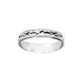 Alliance en argent rhodi&eacute; diamant&eacute;e en X avec striures largeur 4mm
