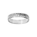 Alliance en argent rhodi&eacute; diamant&eacute;e facett&eacute;e en X largeur 4mm