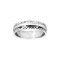 Alliance en argent rhodi&eacute; lisse et bords diamant&eacute;s largeur 5mm Artemare