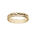 Alliance en vermeil diamant&eacute;e en X avec striures largeur 4mm