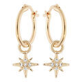 Boucles d'oreille sur Artemare : Cr&eacute;oles en plaqu&eacute; or anneau 12mm avec pampille &eacute;toile