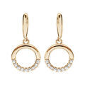 Boucles d'oreille pendantes en plaqu&eacute; or avec cercle et oxydes blancs sertis suspendus et fermoir poussette Artemare