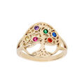 Bague en plaqu&eacute; or arbre de vie empierr&eacute; multicolore Artemare