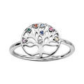 Bague en argent rhodi&eacute; motif arbre de vie empierr&eacute;s multi couleurs Artemare