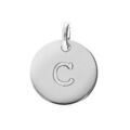Pendentif en argent rhodi&eacute; m&eacute;daille 12mm gravure alphabet "C"