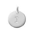 Pendentif en argent rhodi&eacute; m&eacute;daille 12mm gravure alphabet "I"
