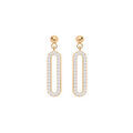 Boucles d'oreille sur Artemare : Boucles d'oreille en argent et dorure jaune maillon rectanglaire et oxydes blancs sertis et fermoir poussette