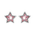 Boucles d'oreille sur Artemare : Boucles d'oreille en argent rhodi&eacute; &eacute;toile d'oxyde rose et fermoir poussette