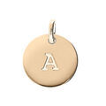 Pendentif en plaqu&eacute; or m&eacute;daille 12mm gravure lettre alphabet "A"
