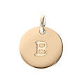 Pendentif en plaqu&eacute; or m&eacute;daille 12mm gravure lettre alphabet "B" Artemare