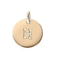 Pendentifs sur Artemare : Pendentif en plaqu&eacute; or m&eacute;daille 12mm gravure lettre alphabet "H"