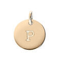 Pendentif en plaqu&eacute; or m&eacute;daille 12mm gravure lettre alphabet "P" Artemare