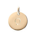 Pendentif en plaqu&eacute; or m&eacute;daille 12mm gravure lettre alphabet "Q"