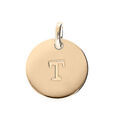 Pendentifs sur Artemare : Pendentif en plaqu&eacute; or m&eacute;daille 12mm gravure lettre alphabet "T"